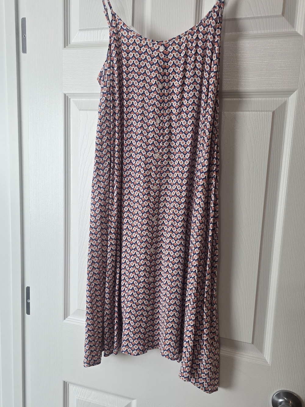 Reitmans Pink and Navy Geometric A-Line Dress